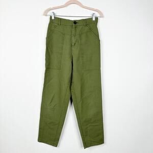 2/$30 ZARA Trf Patch Straight High Rise Pants Flap Pockets Olive Small #8397